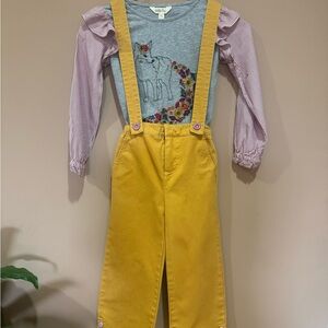 Matilda Jane Set *top is damaged* - Little Fox tee w New Path Mustard Overalls